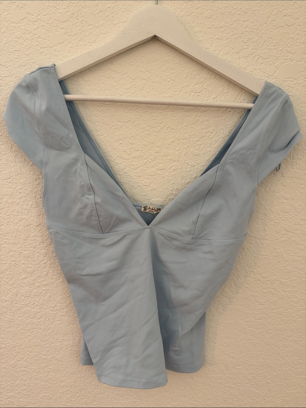 Free People Cap Sleeve Light Blue Top